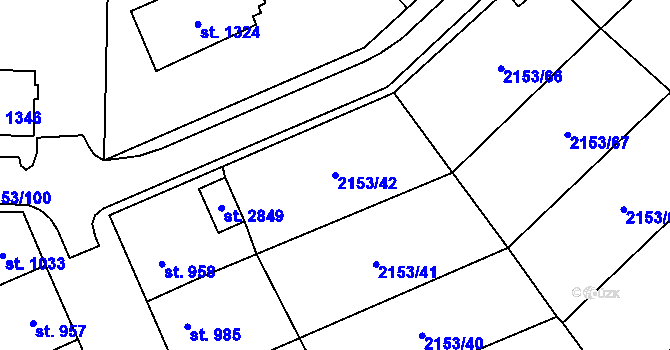 Parcela st. 2153/42 v KÚ Napajedla, Katastrální mapa