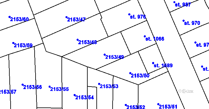 Parcela st. 2153/49 v KÚ Napajedla, Katastrální mapa