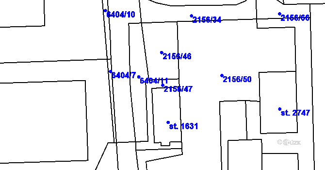 Parcela st. 2156/47 v KÚ Napajedla, Katastrální mapa