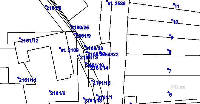Parcela st. 2160/22 v KÚ Napajedla, Katastrální mapa