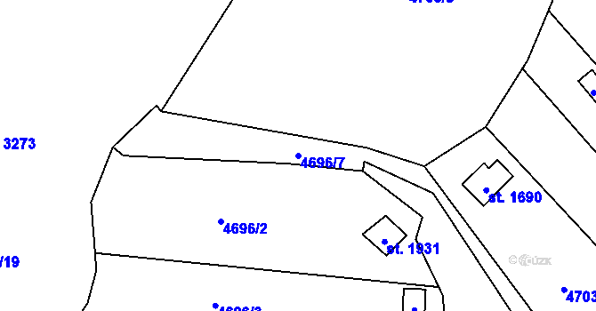 Parcela st. 4696/7 v KÚ Napajedla, Katastrální mapa