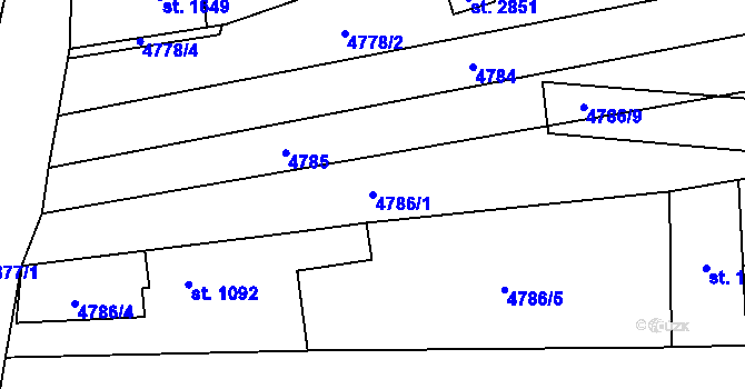 Parcela st. 4786/1 v KÚ Napajedla, Katastrální mapa