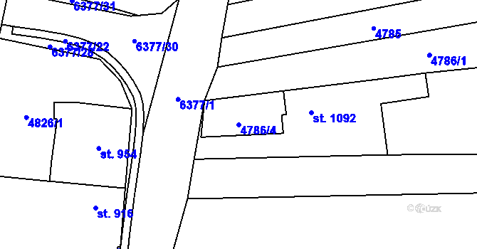 Parcela st. 4786/4 v KÚ Napajedla, Katastrální mapa
