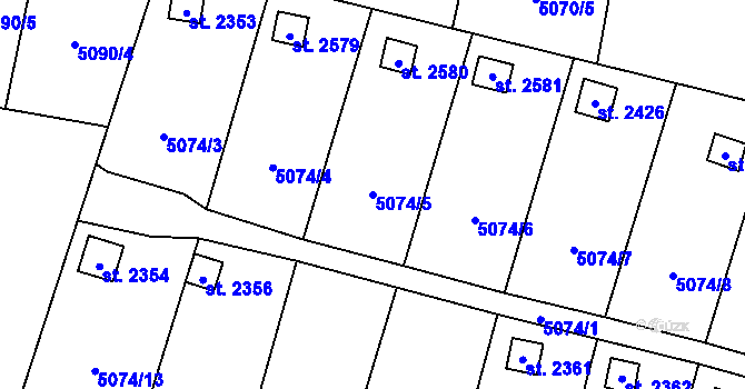 Parcela st. 5074/5 v KÚ Napajedla, Katastrální mapa