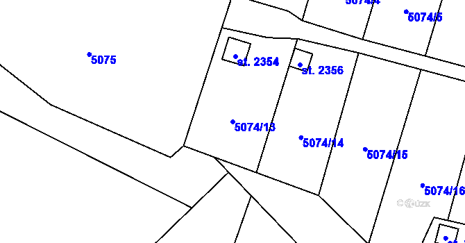 Parcela st. 5074/13 v KÚ Napajedla, Katastrální mapa