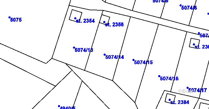 Parcela st. 5074/14 v KÚ Napajedla, Katastrální mapa