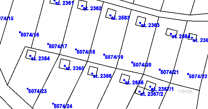 Parcela st. 5074/19 v KÚ Napajedla, Katastrální mapa