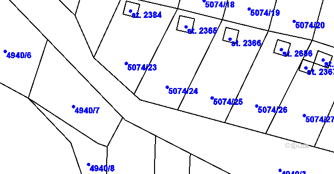 Parcela st. 5074/24 v KÚ Napajedla, Katastrální mapa