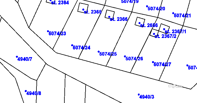 Parcela st. 5074/25 v KÚ Napajedla, Katastrální mapa