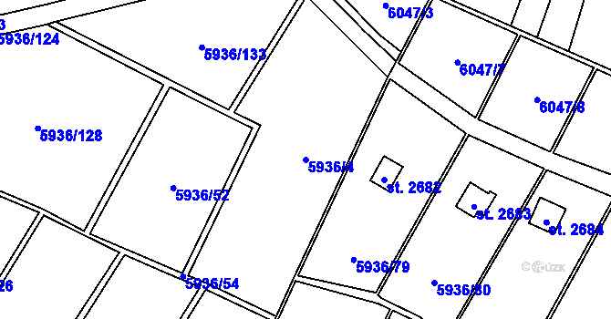 Parcela st. 5936/4 v KÚ Napajedla, Katastrální mapa