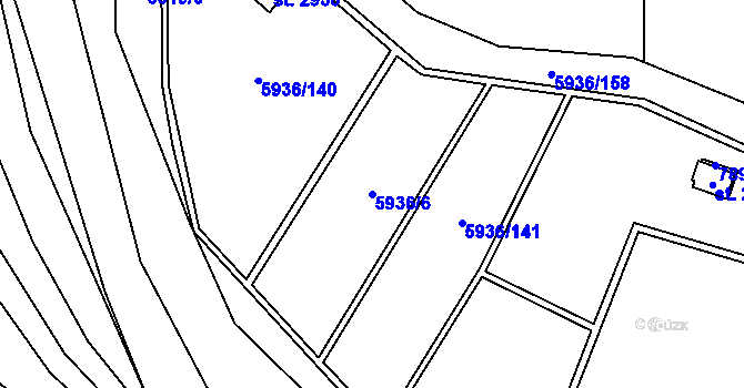 Parcela st. 5936/6 v KÚ Napajedla, Katastrální mapa