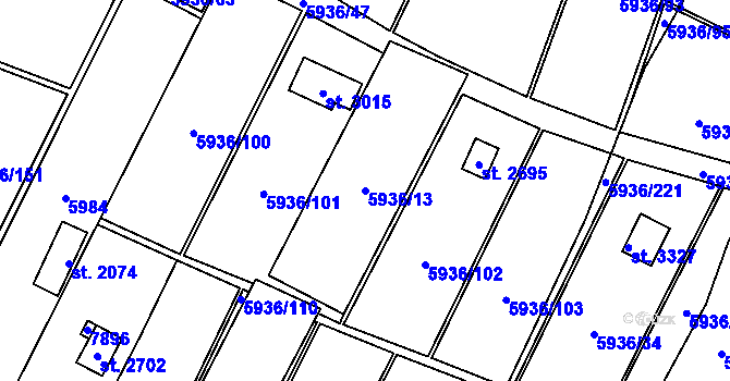 Parcela st. 5936/13 v KÚ Napajedla, Katastrální mapa