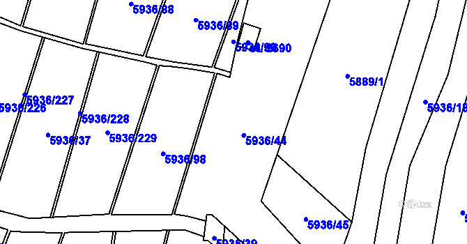 Parcela st. 5936/38 v KÚ Napajedla, Katastrální mapa