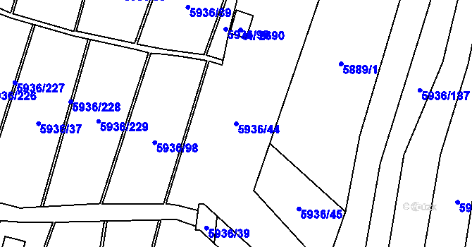 Parcela st. 5936/44 v KÚ Napajedla, Katastrální mapa