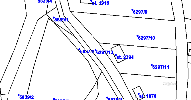 Parcela st. 6297/13 v KÚ Napajedla, Katastrální mapa