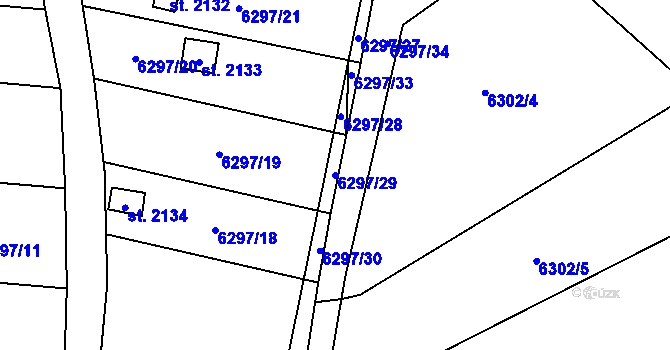 Parcela st. 6297/29 v KÚ Napajedla, Katastrální mapa