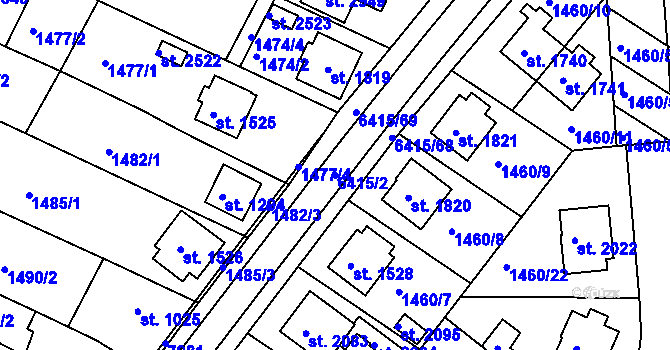 Parcela st. 6415/2 v KÚ Napajedla, Katastrální mapa