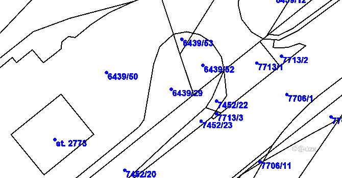 Parcela st. 6439/29 v KÚ Napajedla, Katastrální mapa