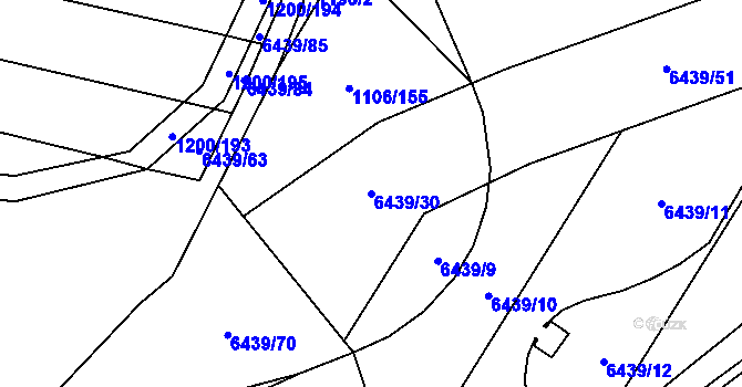 Parcela st. 6439/30 v KÚ Napajedla, Katastrální mapa