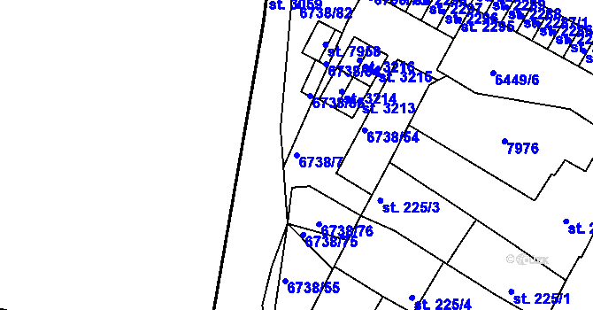Parcela st. 6738/7 v KÚ Napajedla, Katastrální mapa