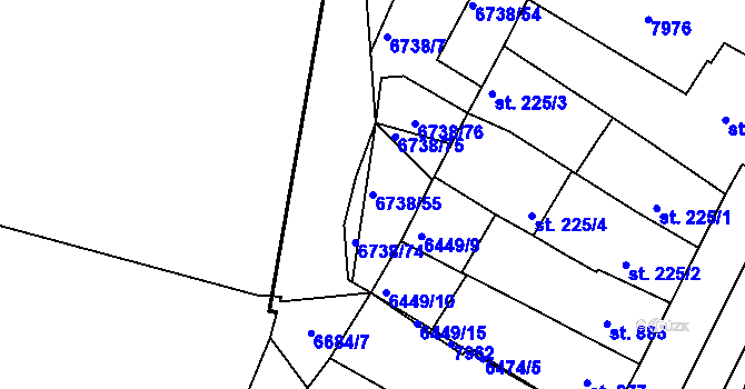 Parcela st. 6738/55 v KÚ Napajedla, Katastrální mapa