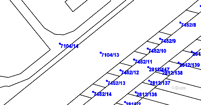 Parcela st. 7104/13 v KÚ Napajedla, Katastrální mapa