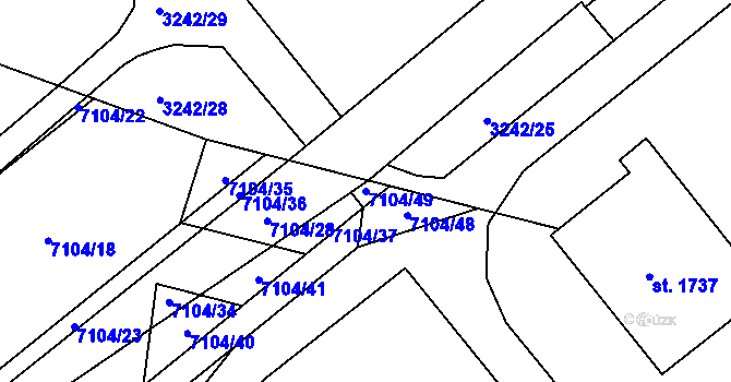 Parcela st. 7104/49 v KÚ Napajedla, Katastrální mapa