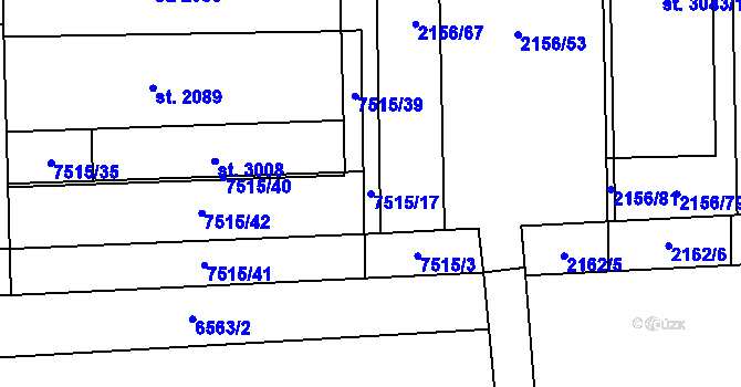 Parcela st. 7515/17 v KÚ Napajedla, Katastrální mapa