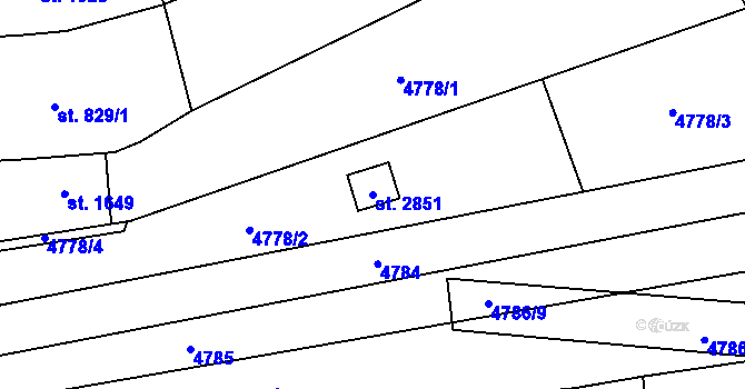 Parcela st. 2851 v KÚ Napajedla, Katastrální mapa