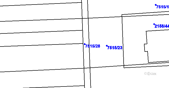 Parcela st. 7515/28 v KÚ Napajedla, Katastrální mapa