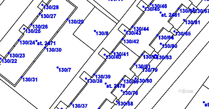 Parcela st. 130/40 v KÚ Napajedla, Katastrální mapa