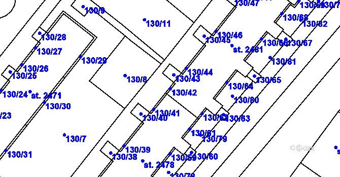 Parcela st. 130/42 v KÚ Napajedla, Katastrální mapa