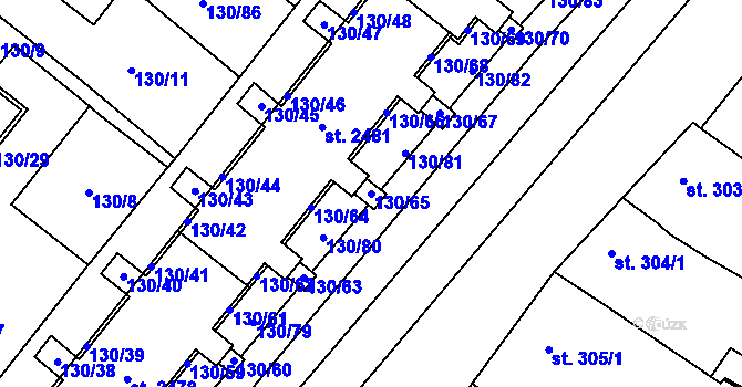 Parcela st. 130/65 v KÚ Napajedla, Katastrální mapa