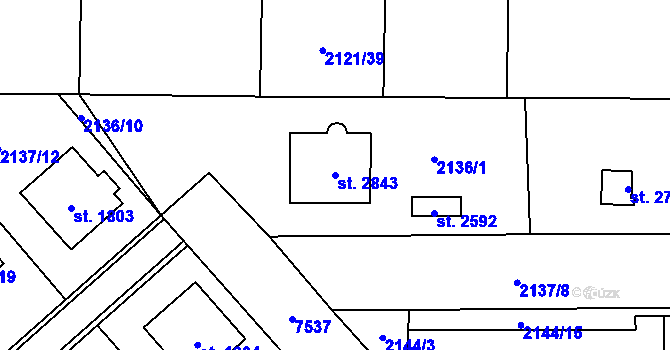 Parcela st. 2843 v KÚ Napajedla, Katastrální mapa