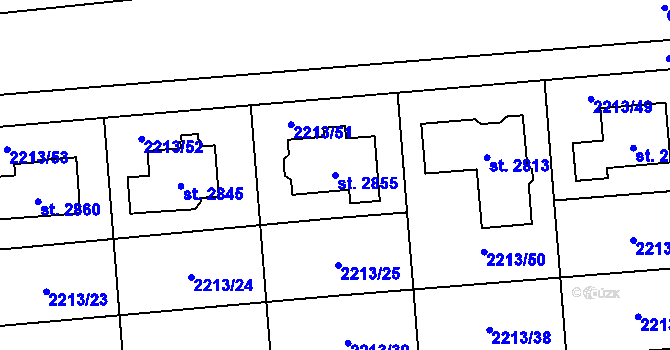 Parcela st. 2855 v KÚ Napajedla, Katastrální mapa