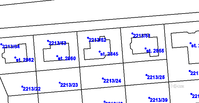 Parcela st. 2845 v KÚ Napajedla, Katastrální mapa