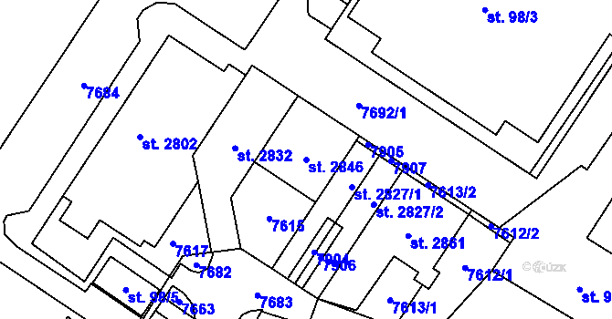 Parcela st. 2846 v KÚ Napajedla, Katastrální mapa