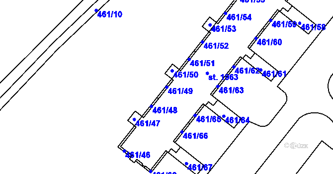 Parcela st. 461/49 v KÚ Napajedla, Katastrální mapa