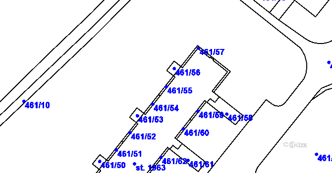 Parcela st. 461/55 v KÚ Napajedla, Katastrální mapa