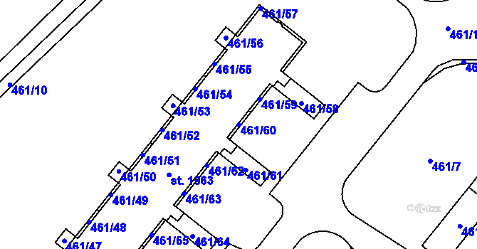 Parcela st. 461/60 v KÚ Napajedla, Katastrální mapa