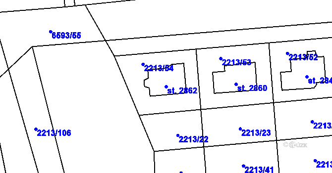 Parcela st. 2862 v KÚ Napajedla, Katastrální mapa