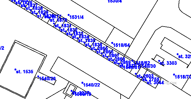 Parcela st. 2866 v KÚ Napajedla, Katastrální mapa