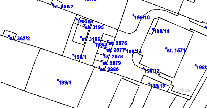 Parcela st. 2878 v KÚ Napajedla, Katastrální mapa