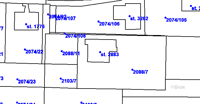 Parcela st. 2883 v KÚ Napajedla, Katastrální mapa