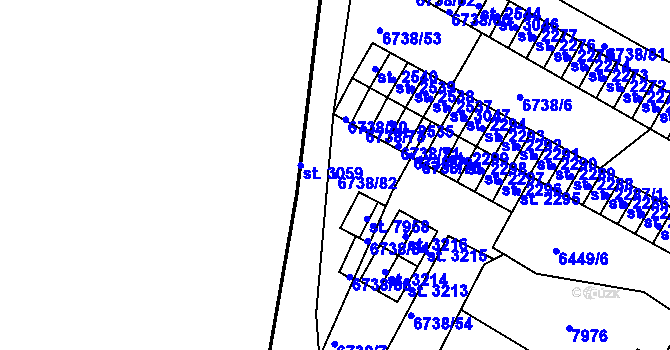 Parcela st. 6738/82 v KÚ Napajedla, Katastrální mapa