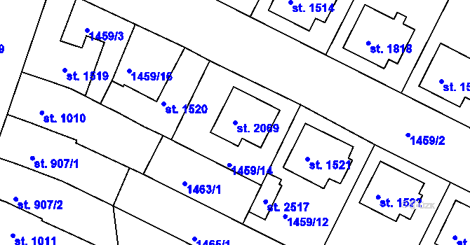 Parcela st. 2069 v KÚ Napajedla, Katastrální mapa