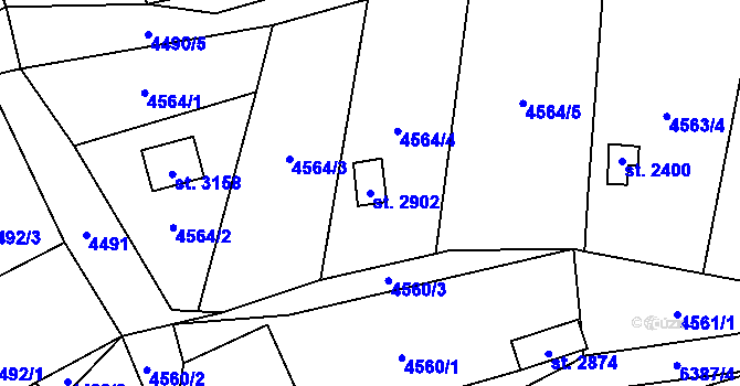 Parcela st. 2902 v KÚ Napajedla, Katastrální mapa