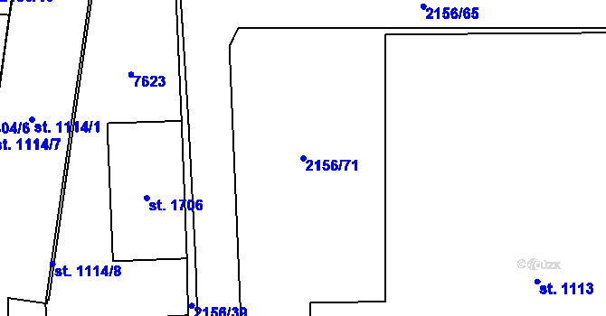 Parcela st. 2156/71 v KÚ Napajedla, Katastrální mapa
