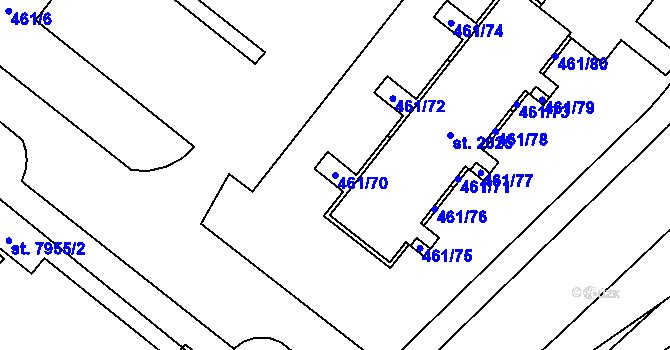 Parcela st. 461/70 v KÚ Napajedla, Katastrální mapa