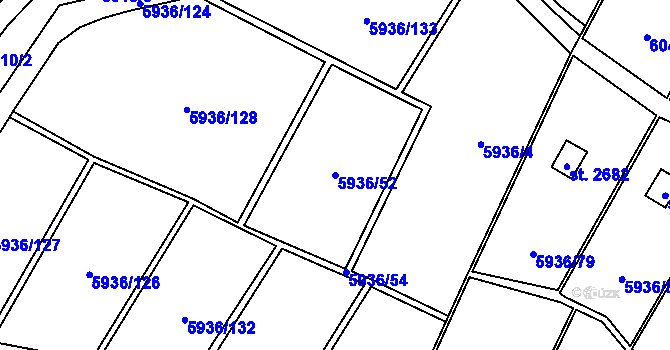 Parcela st. 5936/52 v KÚ Napajedla, Katastrální mapa